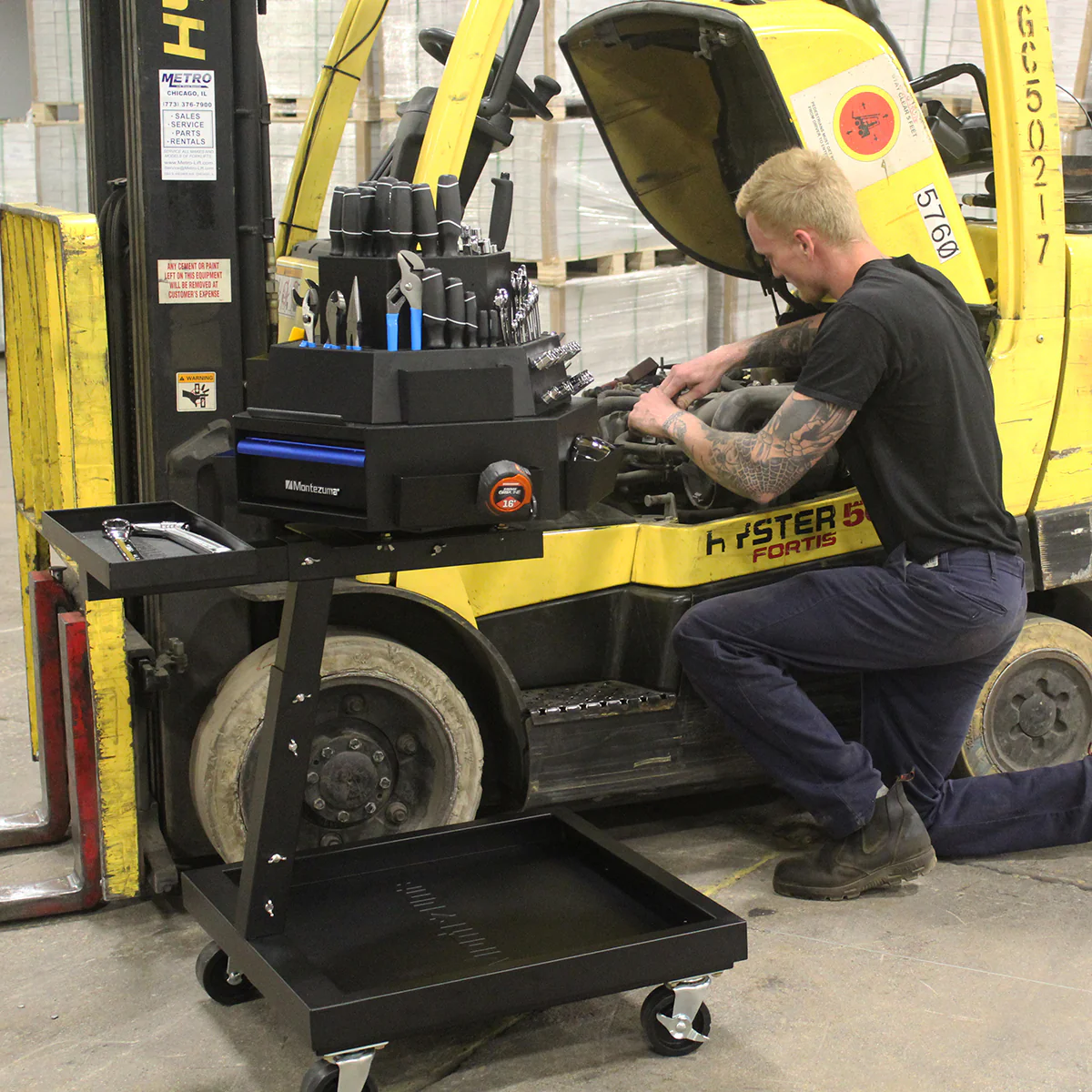 3-Tier Steel Mobile Revolving Tool Cart - Image 15