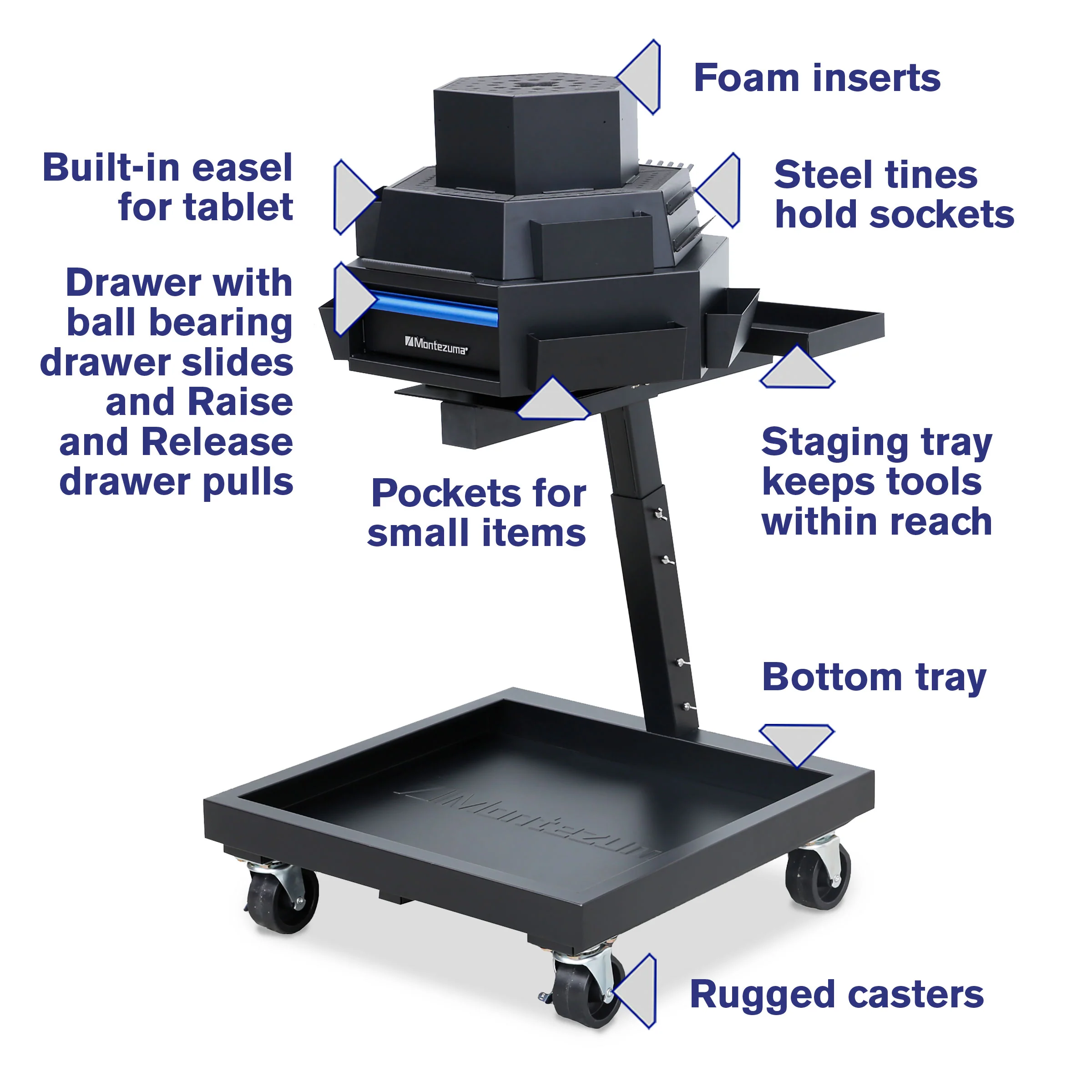 3-Tier Steel Mobile Revolving Tool Cart - Image 7