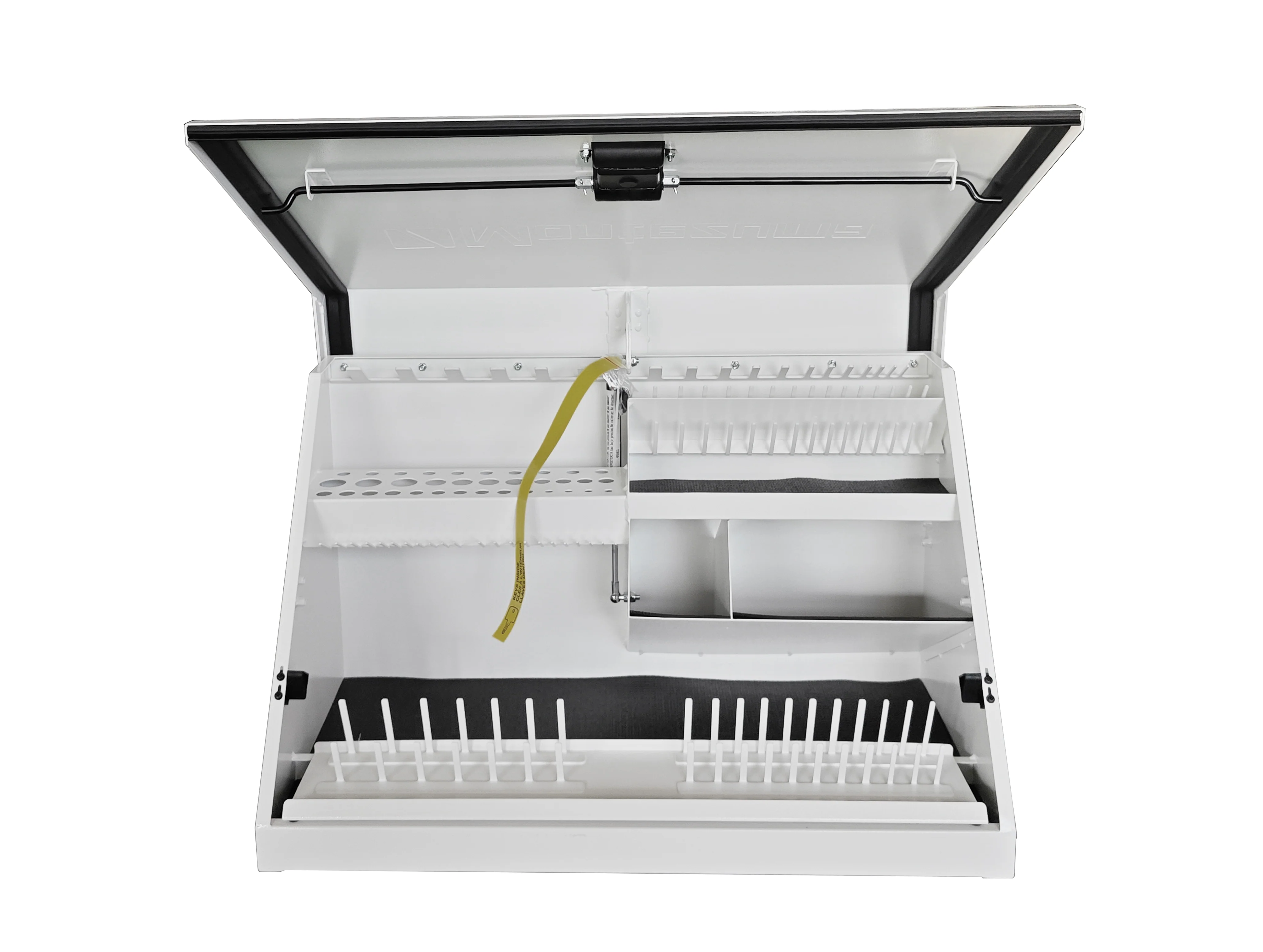 30 x 15 in. Steel Triangle Toolbox in White with Black accents - Image 4