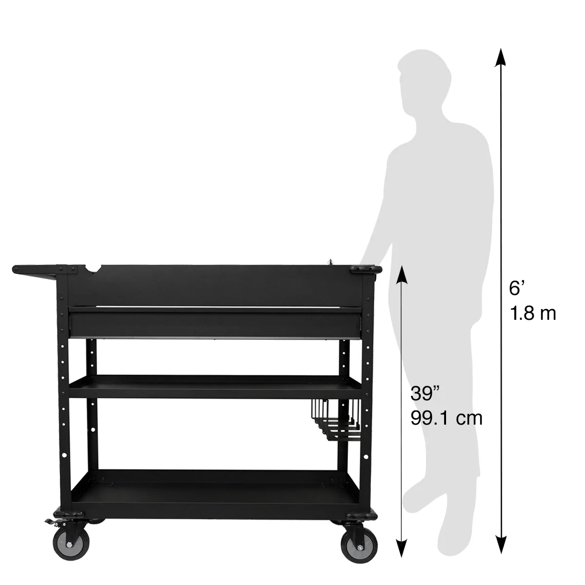 40 in. Mobile Work Cart with Power Tool Holder - Image 9