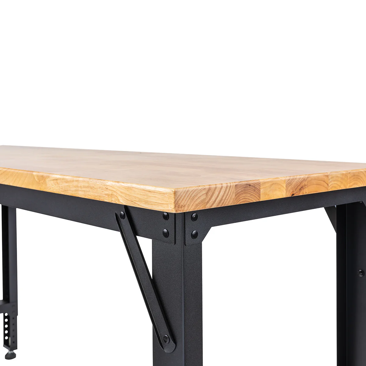 6 ft. Adjustable Height Steel Workbench with Solid Wood Work Top - Image 3