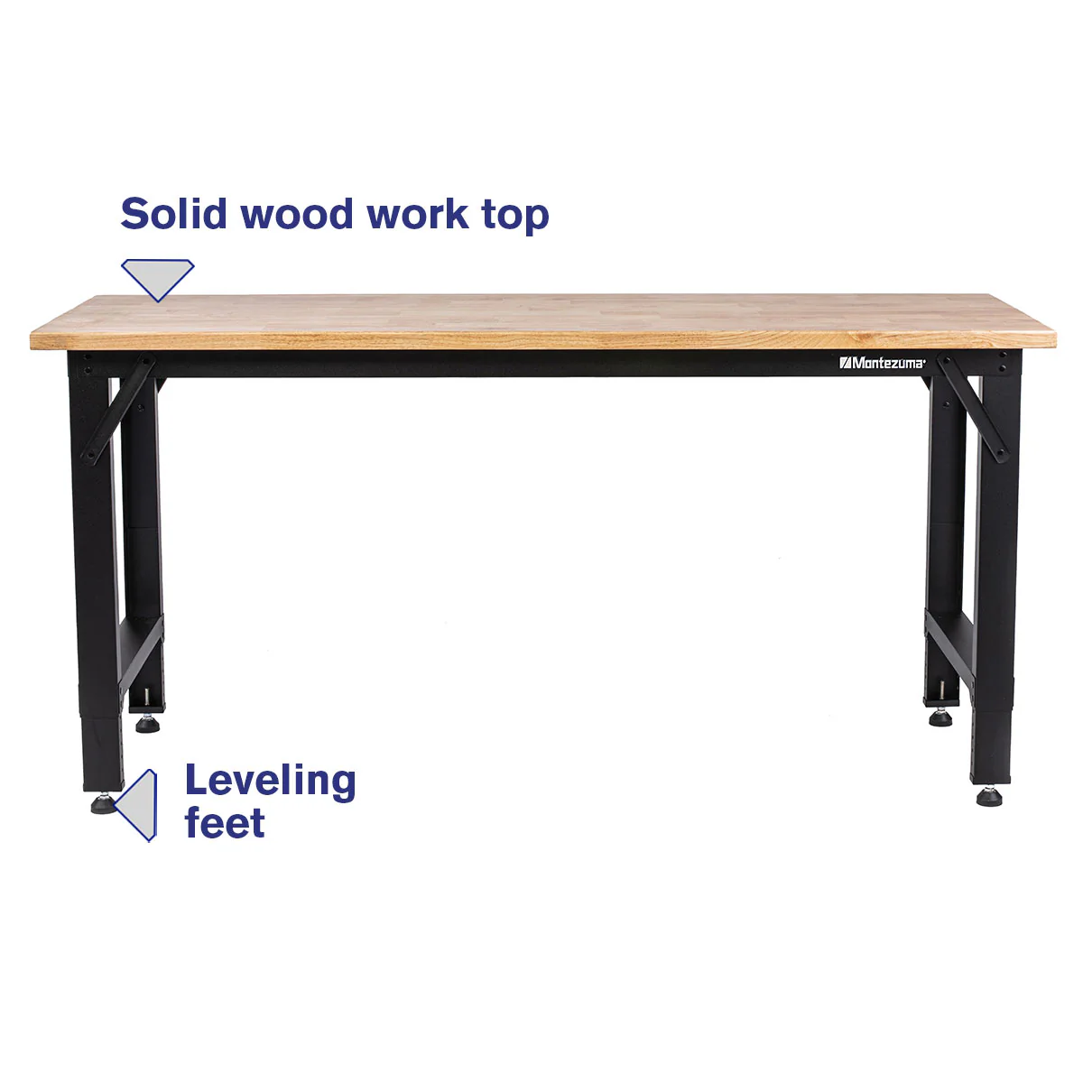 6 ft. Adjustable Height Steel Workbench with Solid Wood Work Top - Image 6